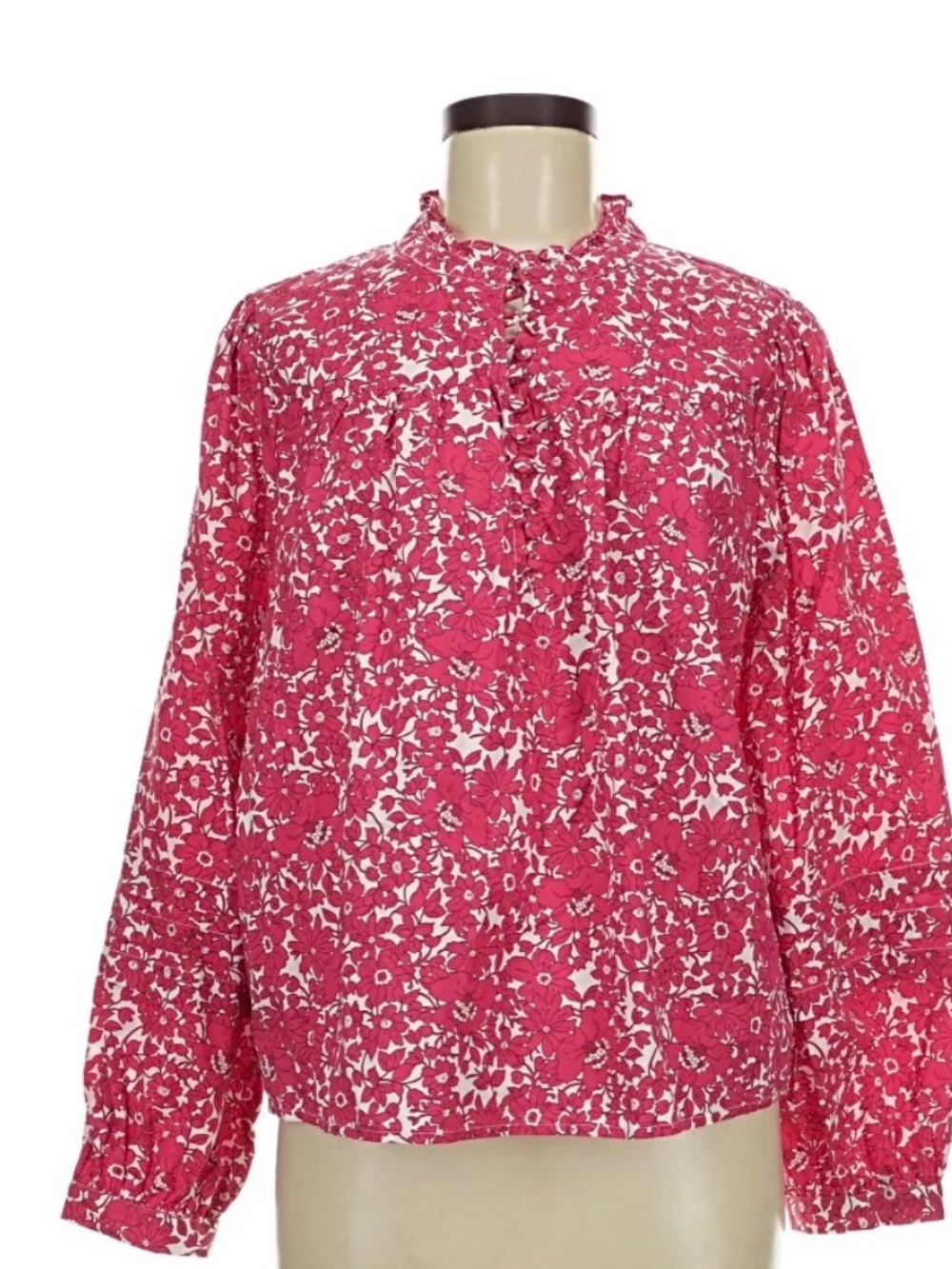 J. Crew Women’s Pink Floral Button-Front Blouse long sleeve 💯 Cotton